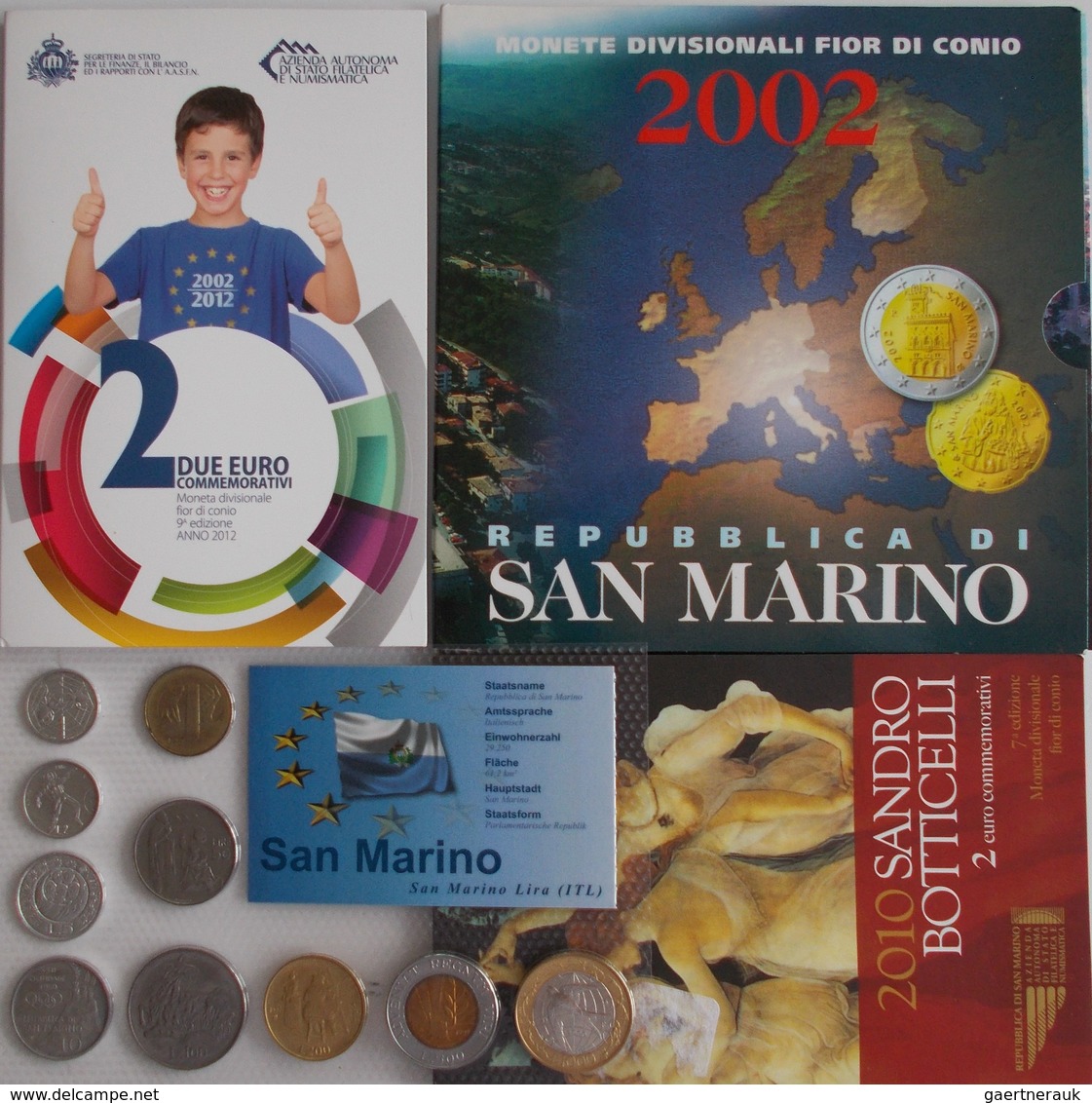 San Marino: Kleines Lot Aus San Marino, Dabei: KMS 2002, 2 Euro 2010 Botticelli, 2 Euro 2012 10-Jahr - San Marino