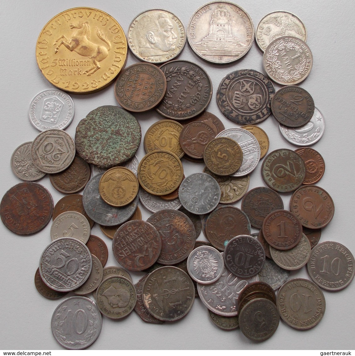 Deutschland: Kleines Lot Diverser Münzen, überwiegend Aus Deutschland, Dabei: 5 Mio Mark 1923 Westfa - Altri & Non Classificati
