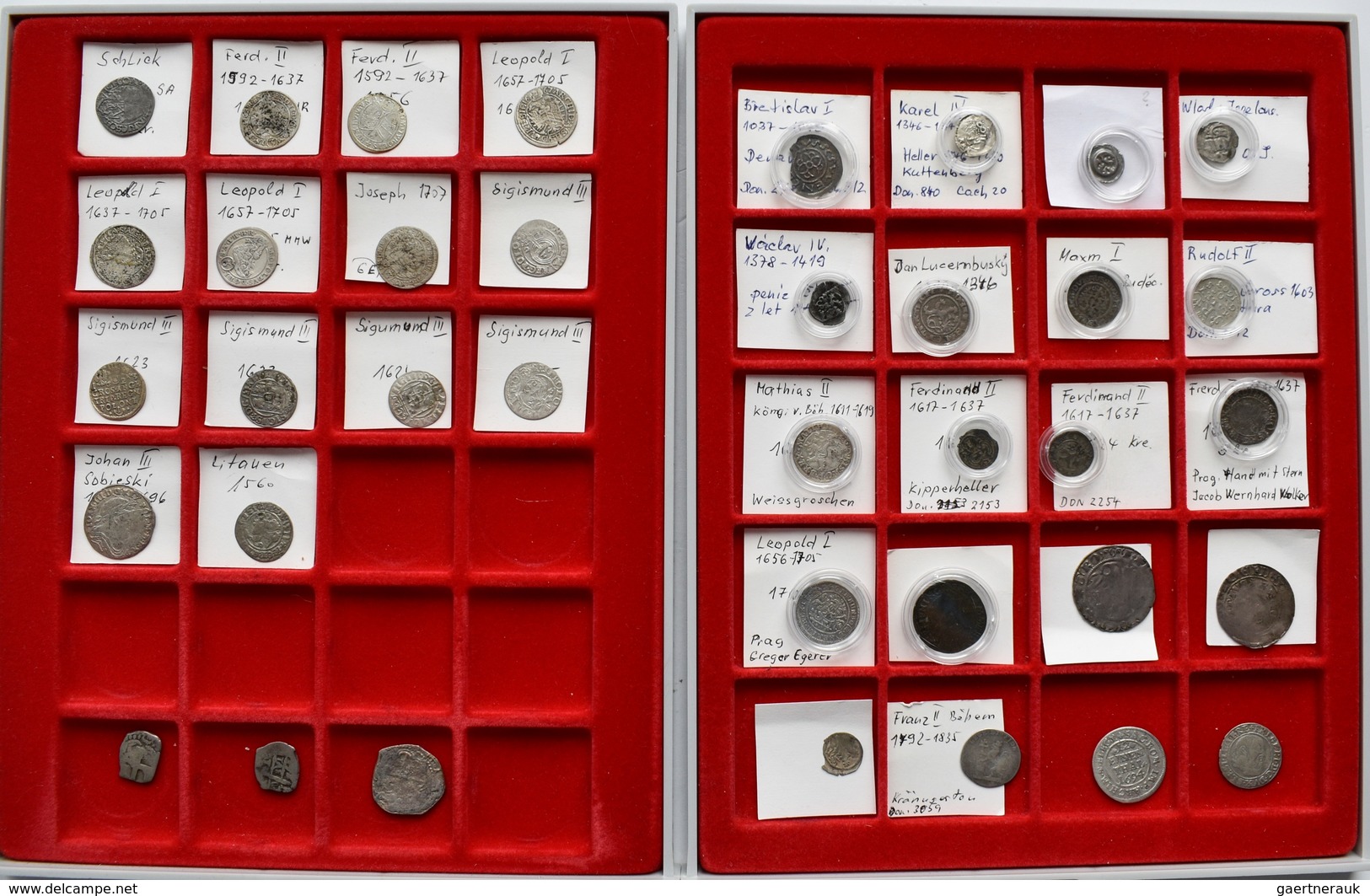 Haus Habsburg: 2 Lindnerboxen Mit 37 Münzen, überwiegend Böhmen/Polen Und Habsburg. Vom Denar (um 10 - Otros – Europa