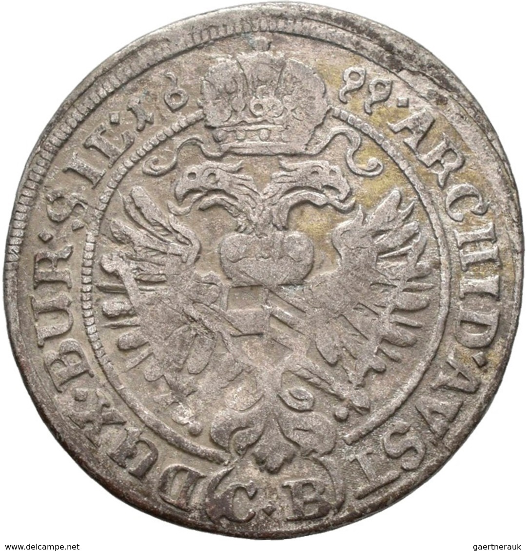 Haus Habsburg: Lot 8 Münzen; 15 Kreuzer 1676, 1681, 1689, 6 Kreuzer 1671, 3 Kreuzer 1668, 1997, 1699 - Otros – Europa