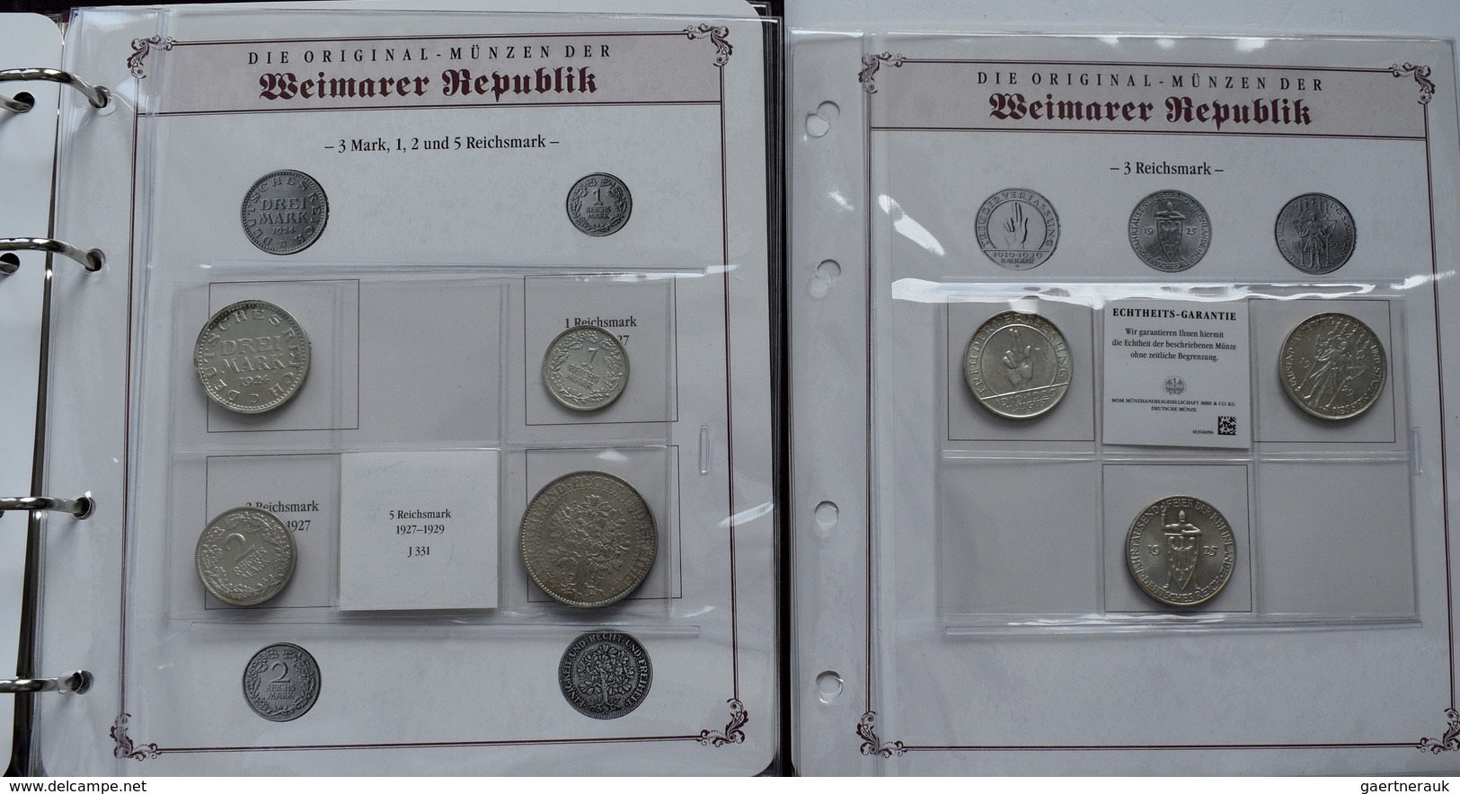 Weimarer Republik: Münzealbum Weimarer Republik, Mit 11 Münzen Und 11 Briefmarken. Bei Den Münzen Fo - Sonstige & Ohne Zuordnung