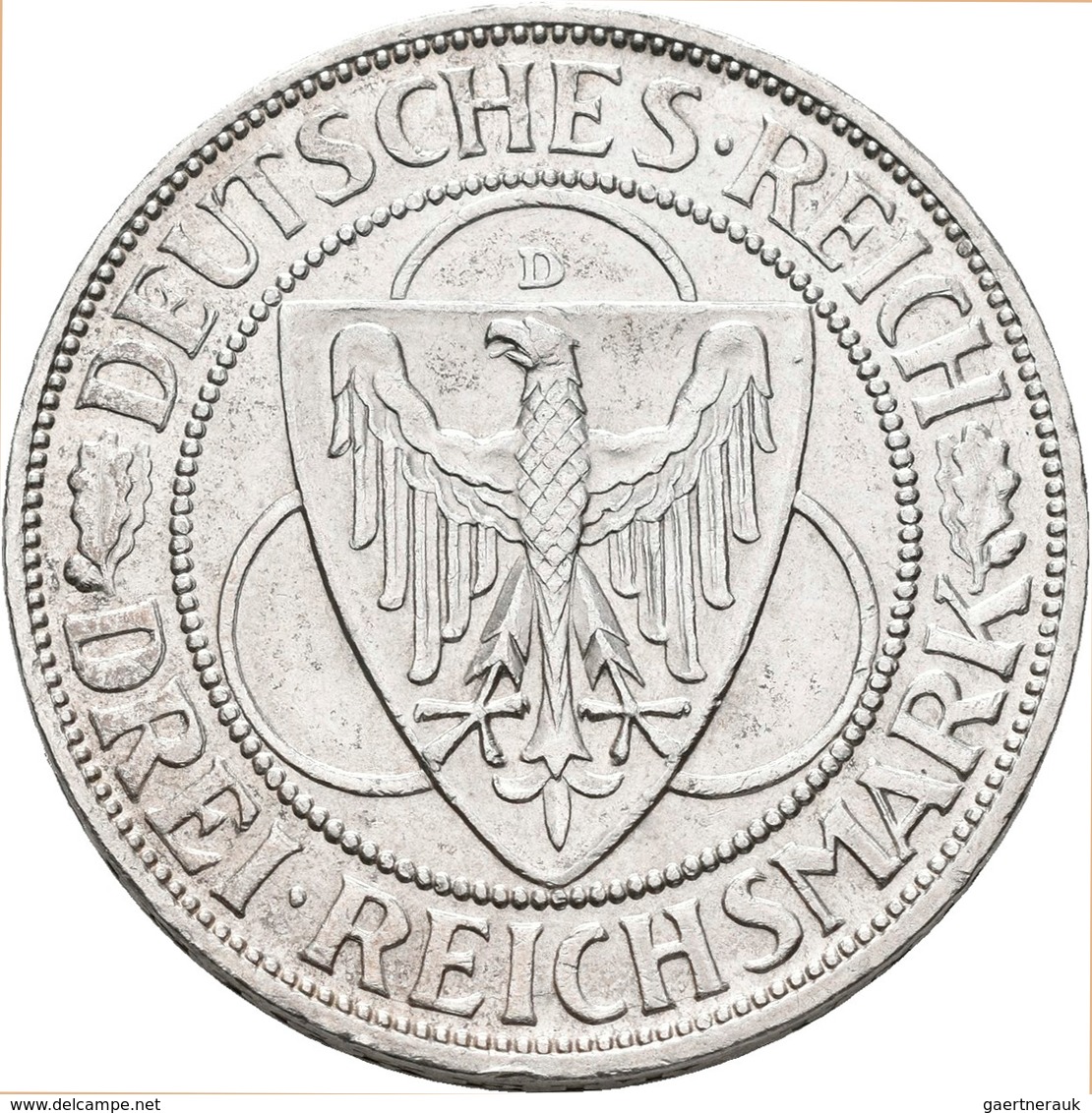 Weimarer Republik: Weimarer Republik: Lot 5 Münzen; 3 Reichsmark 1925 J Rheinlande, 3 Reichsmark 192