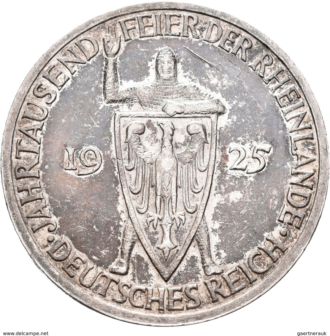 Weimarer Republik: Weimarer Republik: Lot 5 Münzen; 3 Reichsmark 1925 J Rheinlande, 3 Reichsmark 192