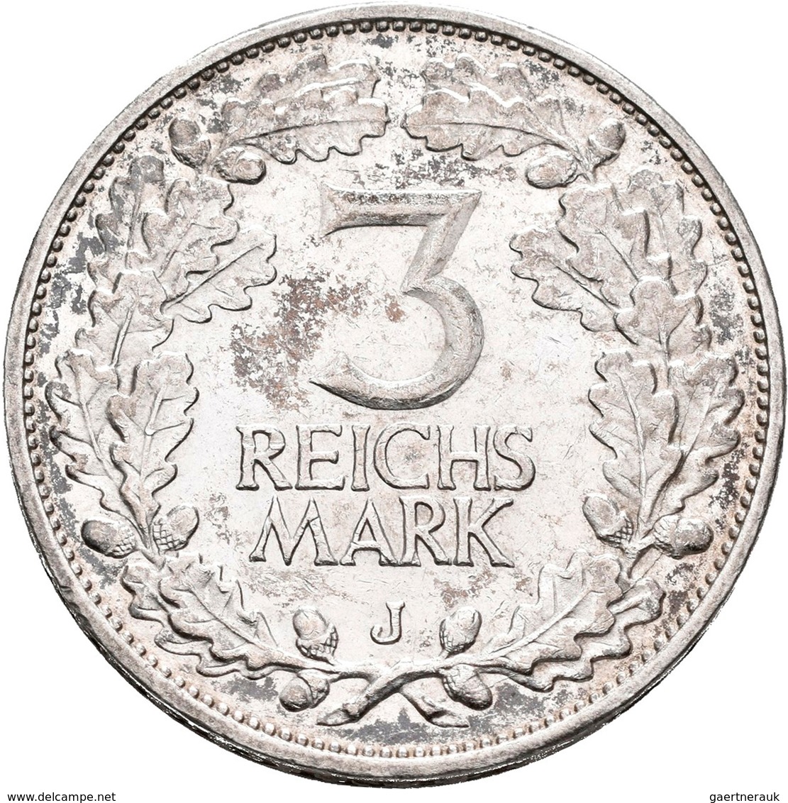 Weimarer Republik: Weimarer Republik: Lot 5 Münzen; 3 Reichsmark 1925 J Rheinlande, 3 Reichsmark 192