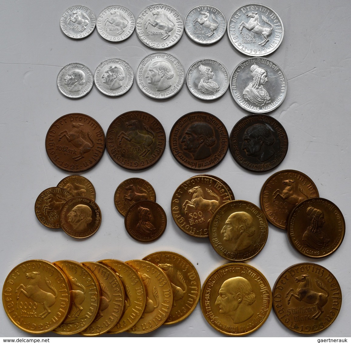 Kolonien Und Nebengebiete: PROVINZ WESTFALEN: Lot 32 Münzen, Dabei 50 Pfennig 1921 (J. N 9), 1 Mark - Other & Unclassified