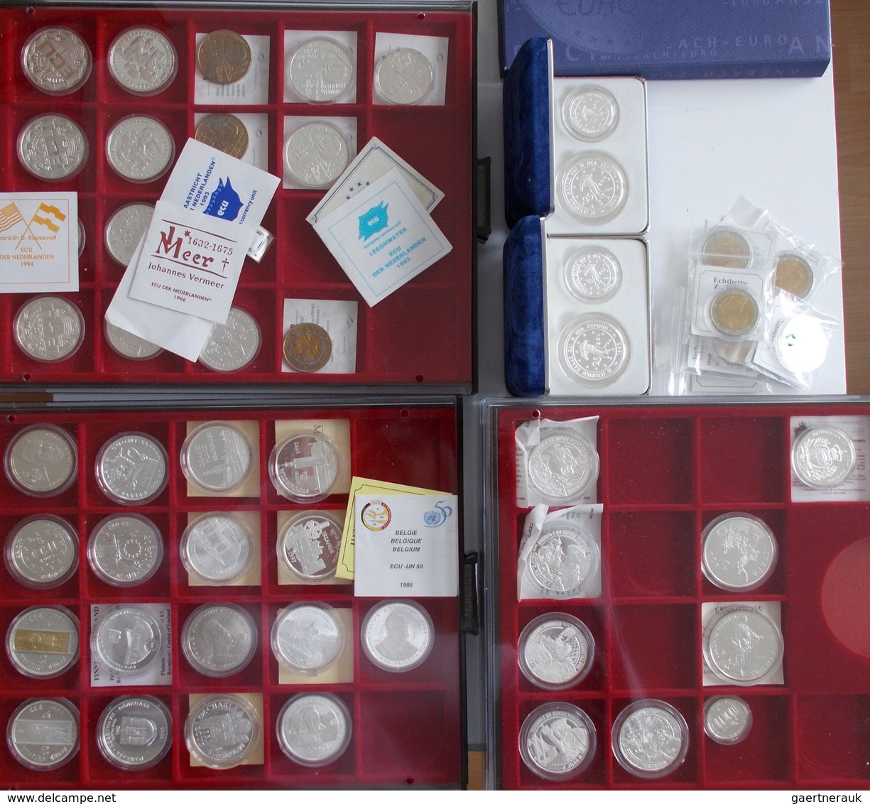 Medaillen - ECU: Sammlung Verschiedene ECU/EURO Münzen/Medaillen, Ca. 100 Stück, Aufbewahrt In 7 Lin - Sonstige & Ohne Zuordnung