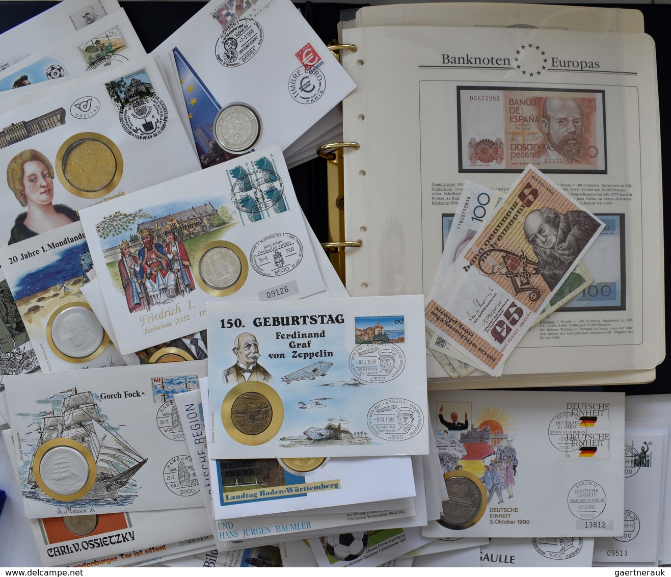 Numisbriefe, Numisblätter: Ein Lot Bestehend Aus Einem Album Banknoten Aus Aller Welt (88 Stück, übe - Sonstige & Ohne Zuordnung