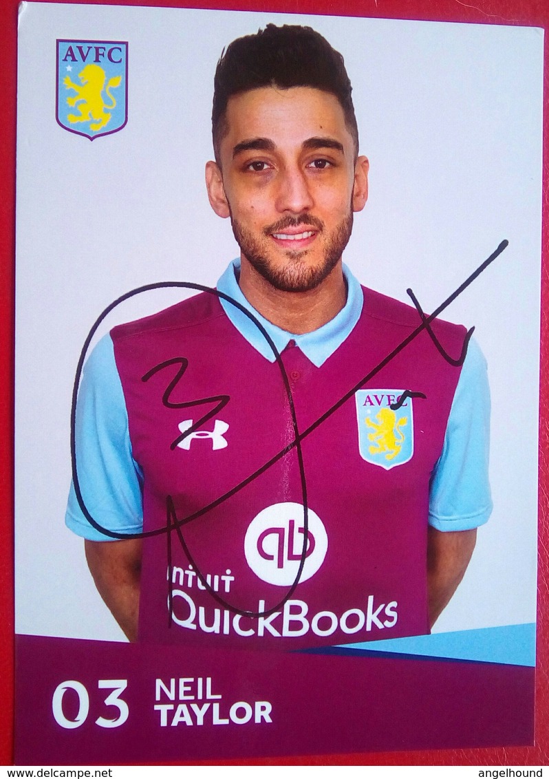 Aston Villa FC  Neil Taylor Signed Card - Autógrafos