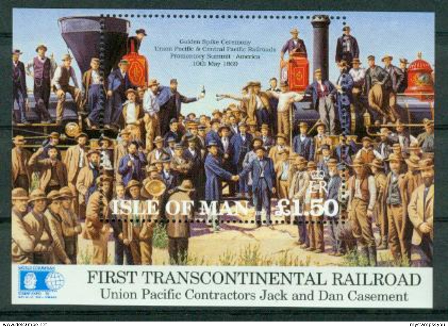 BM Isle Of Man 1992 MiNr Block 17 (516) Sheet MNH | Construction Of The Union Pacific Railroad Golden Spike Ceremony - Isle Of Man