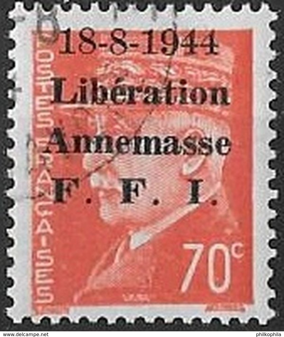 FRANCE LIBERATION  .RRR..ANNEMASSE 70c**Oge 2eme Sge "Chiffre Maigre"avec CAD De La Poste Sur Timbre. Signé P MAYER - Liberation