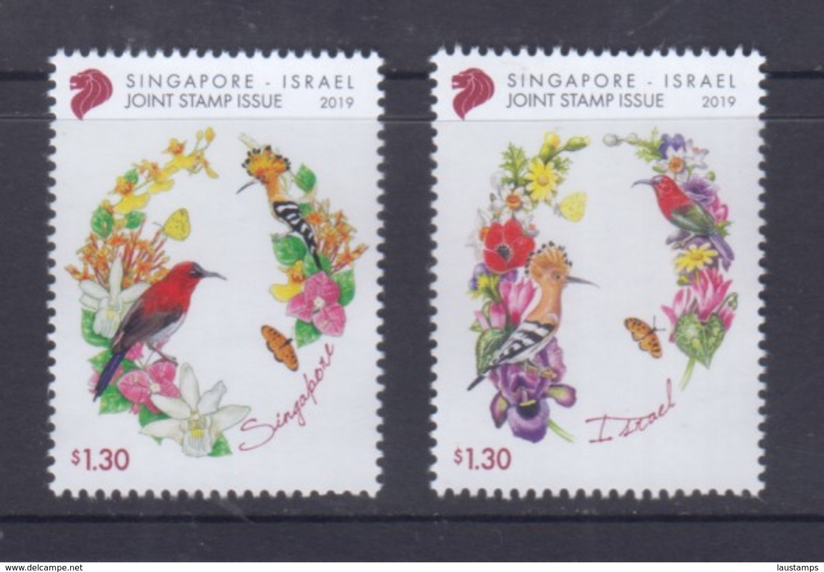 Singapore 2019 Joint Issue With Israel, Birds, Butterflies, Orchids Etc MNH - Altri & Non Classificati