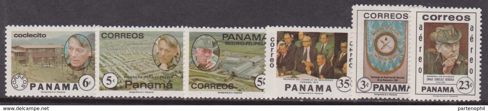 Panama 1982 Yvert 908/12+A.520/1 Mnh Omar Torrijos MNH - Panama