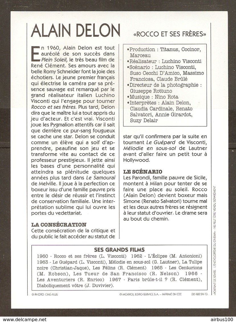 PORTRAIT DE STAR 1960 ITALIE ITALIA ITALY - ACTEUR ALAIN DELON ROCCO ET SES FRERES - ACTOR CINEMA - Fotos