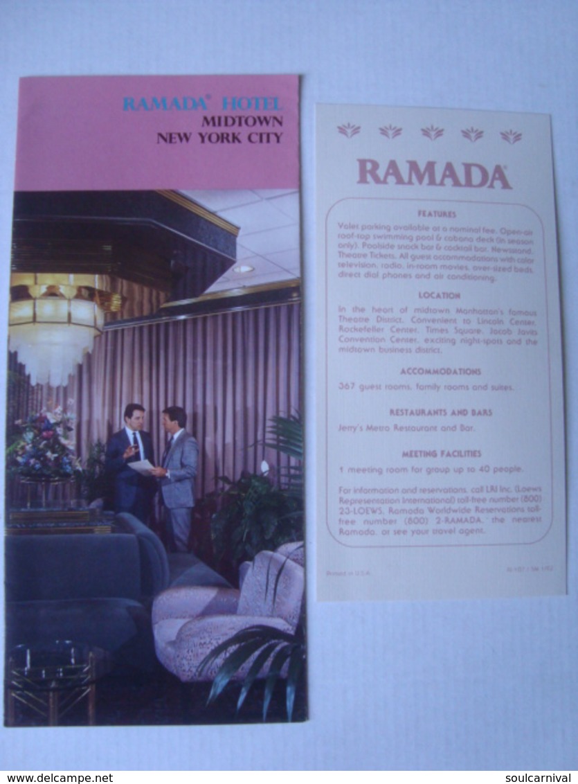 RAMADA HOTEL. MIDTOWN NEW YORK CITY - USA, 1990 APROX. 8 PAGES + FLYER. - Reiseprospekte