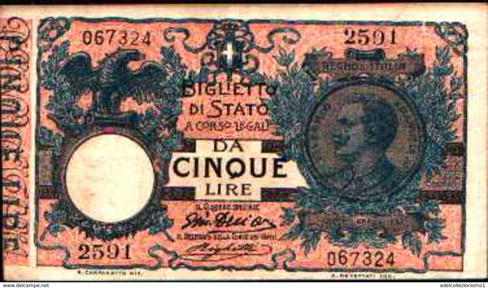 1790) 5 LIRE VITTORIO EMANUELE III-DEC. 17-5-1915 -FDS - Italia – 5 Lire