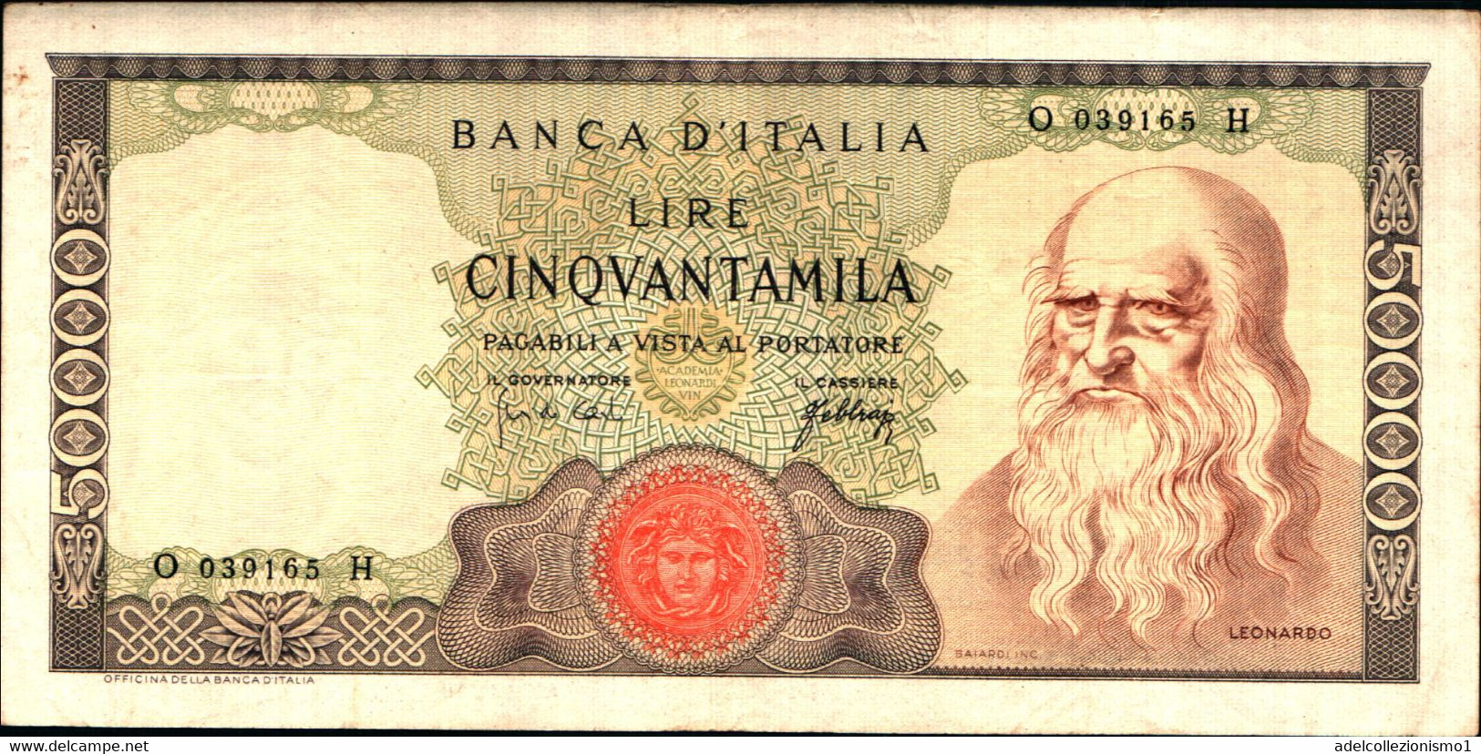 1793) Splendida Banconota-50.000 LIRE Leonardo 3-7-1967 SPL - 50.000 Lire