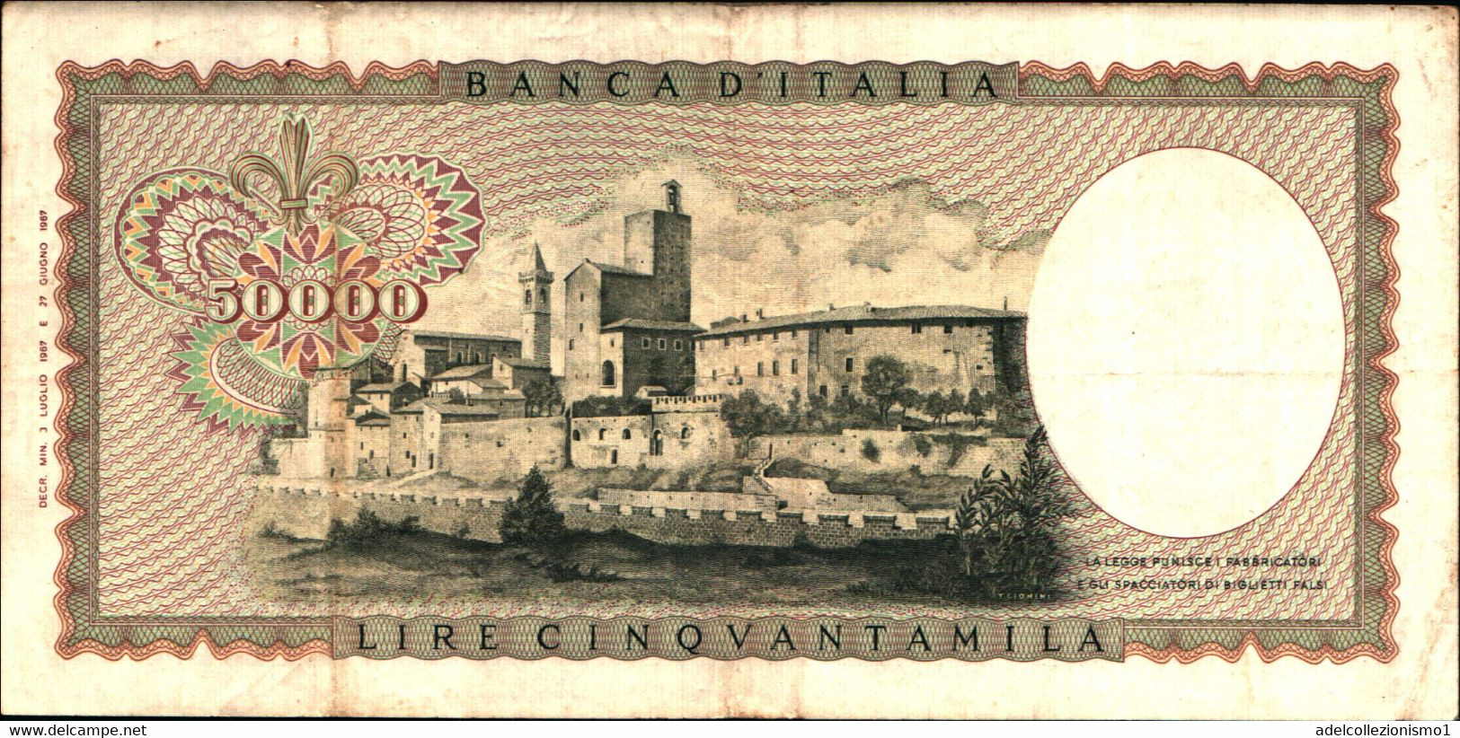 1793) Splendida Banconota-50.000 LIRE Leonardo 3-7-1967 SPL - 50000 Liras