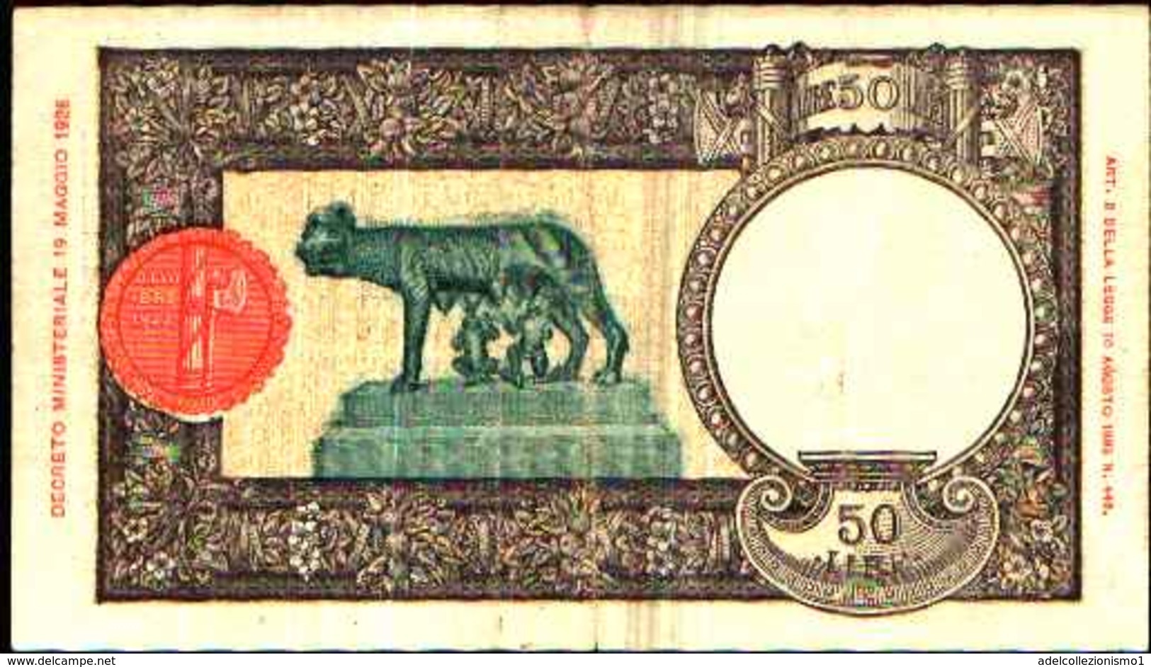 1794) 50 LIRE LUPETTA(FASCIO)L'AQUILA-DEC. 13-2-1943 -SPL - 50 Liras