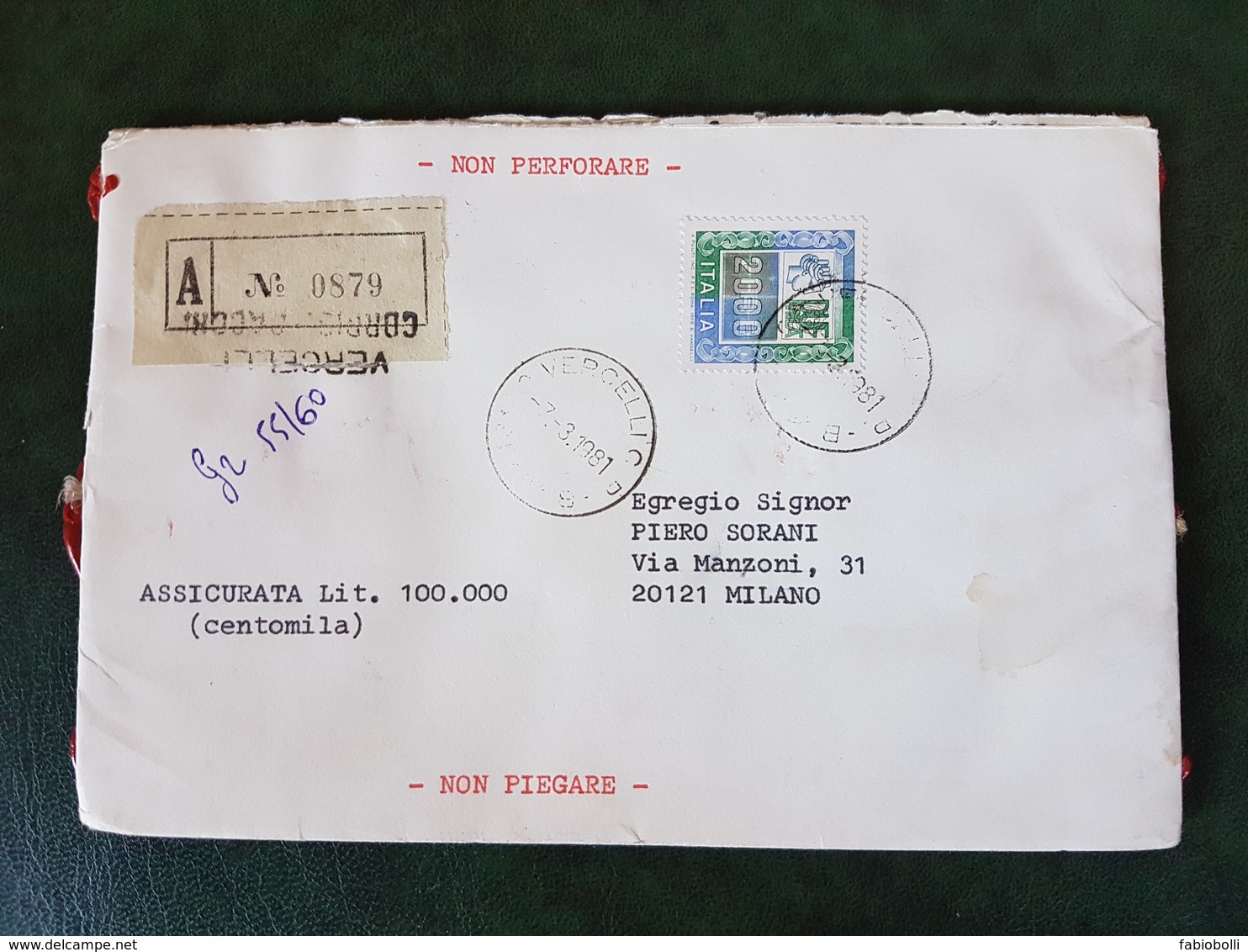 (38378) STORIA POSTALE ITALIA 1981 - 1981-90: Storia Postale