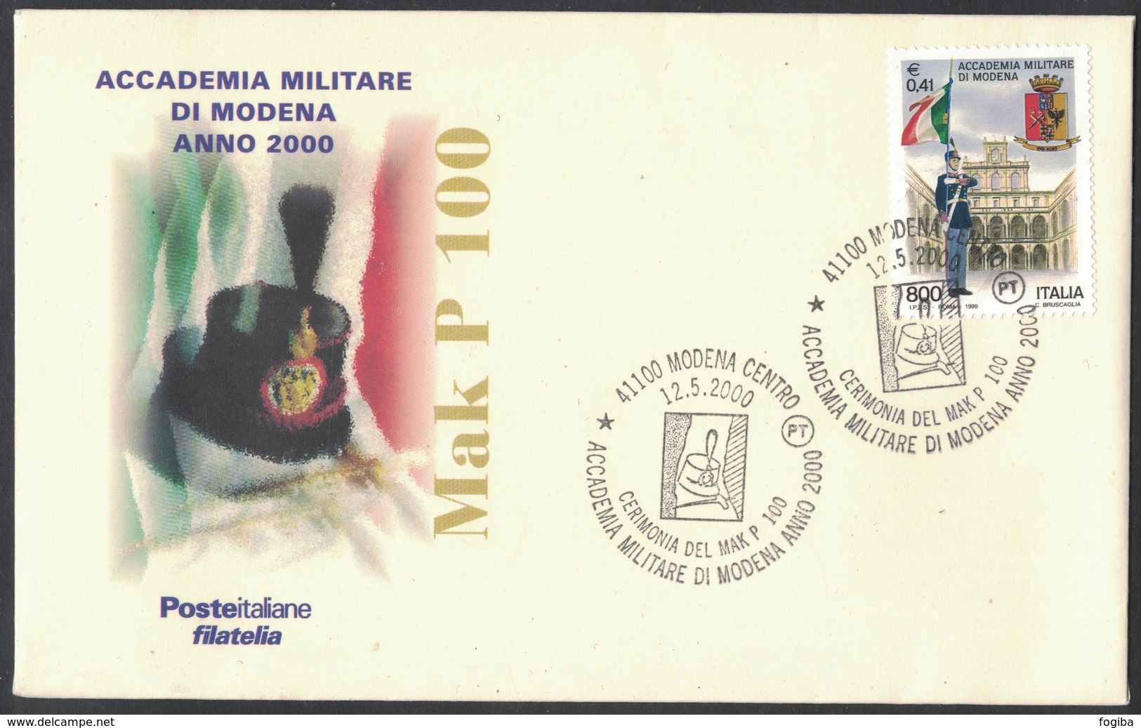 IN127   Italia 2000, MakP100 Accademia Militare Modena, Busta Con Annullo Speciale - Militaria