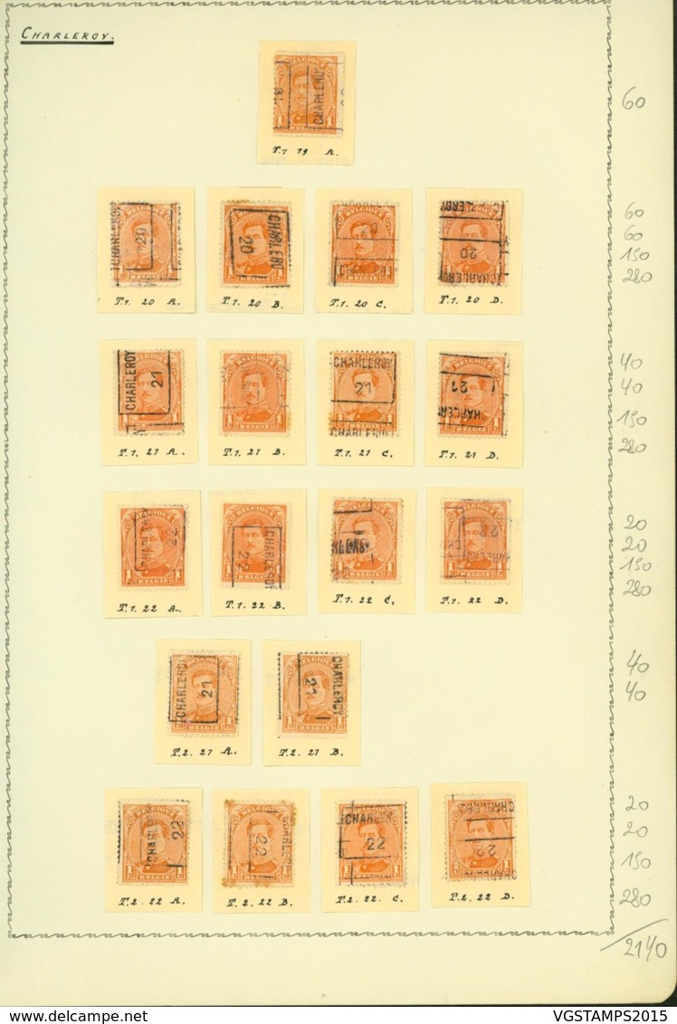 BELGIQUE PREOS CHARLEROI 1C 1919-1922  POS A,B,C,D VAL CAT 2140 FB MONTE SUR FEUILLE (DD) DC-3272 - Roulettes 1920-29