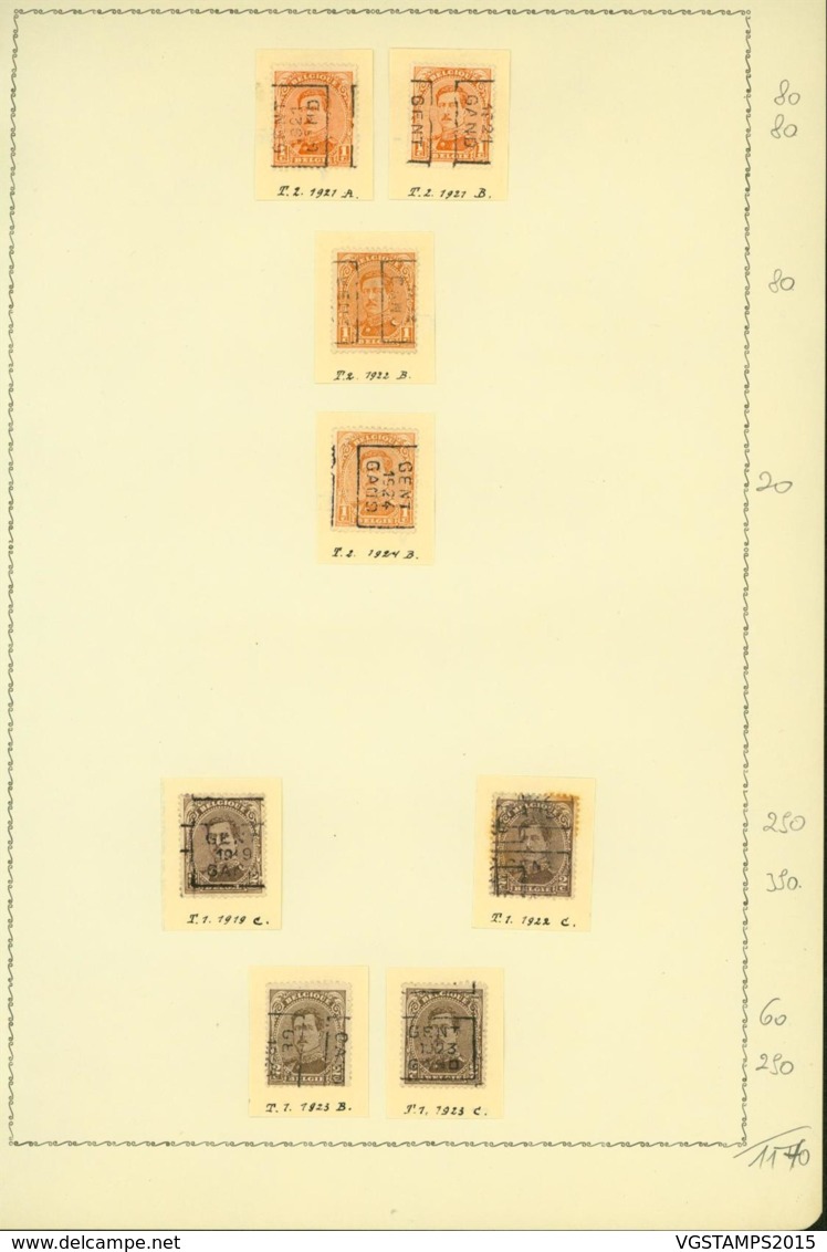 BELGIQUE PREOS GENT 1-2C 1919-1924  POS A,B,C,D VAL CAT 1170 FB MONTE SUR FEUILLE (DD) DC-3289 - Roller Precancels 1920-29