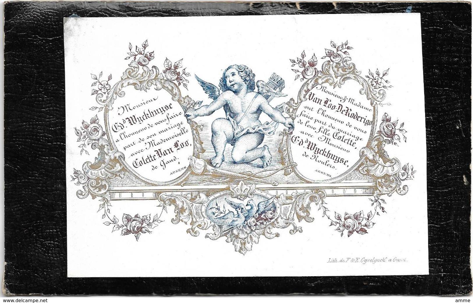 Fair-part Mariage * (carte Porcelaine) Colette Van Loo - De Roderigo (Gent) X Wyckhuyse (Roulers) - Cartoline Porcellana