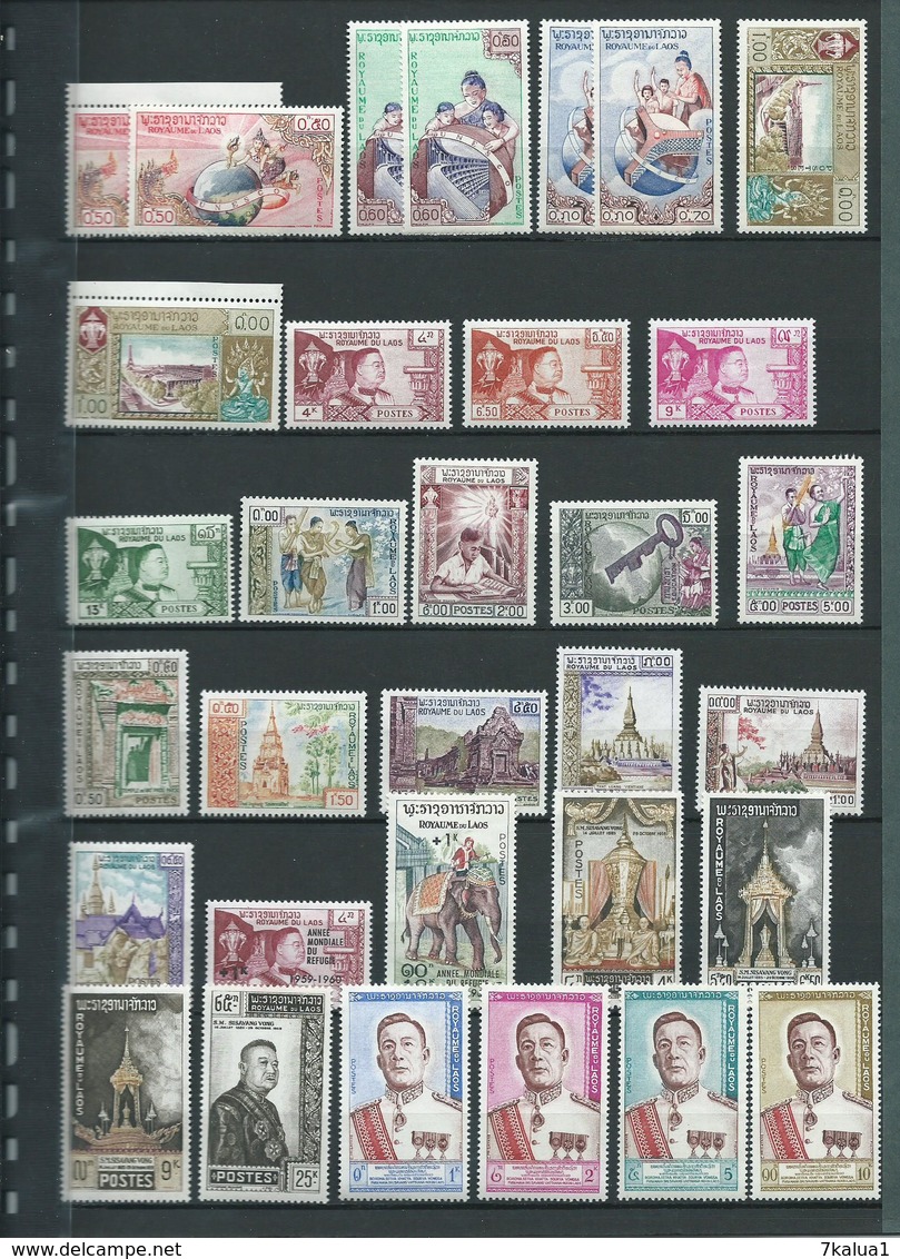 LAOS : Union Française. Superbe Collection Neuve ** Sur 14 Pages. Cote Environ 1200 € Avec PA, Blocs. - Collections (with Albums)