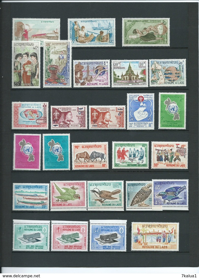 LAOS : Union Française. Superbe Collection Neuve ** Sur 14 Pages. Cote Environ 1200 € Avec PA, Blocs. - Collections (with Albums)