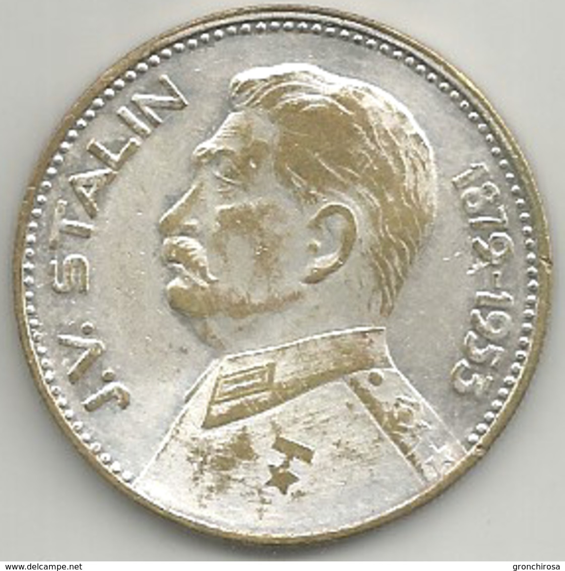 Comunismo, Storia, Unione Sovietica, J.V. Stalin 1879-1955, Mistura Argentata 14 Gr. Cm. 3,5. - Altri & Non Classificati