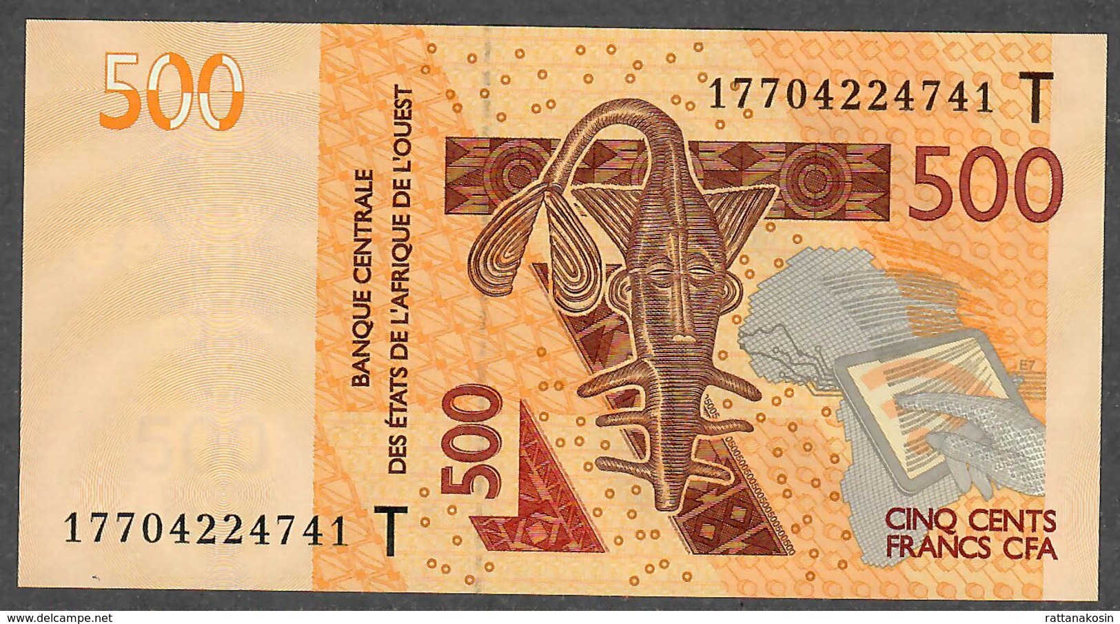 W.A.S. LETTER T TOGO P819Tf 500 FRANCS (20)17  2017 UNC. - Togo