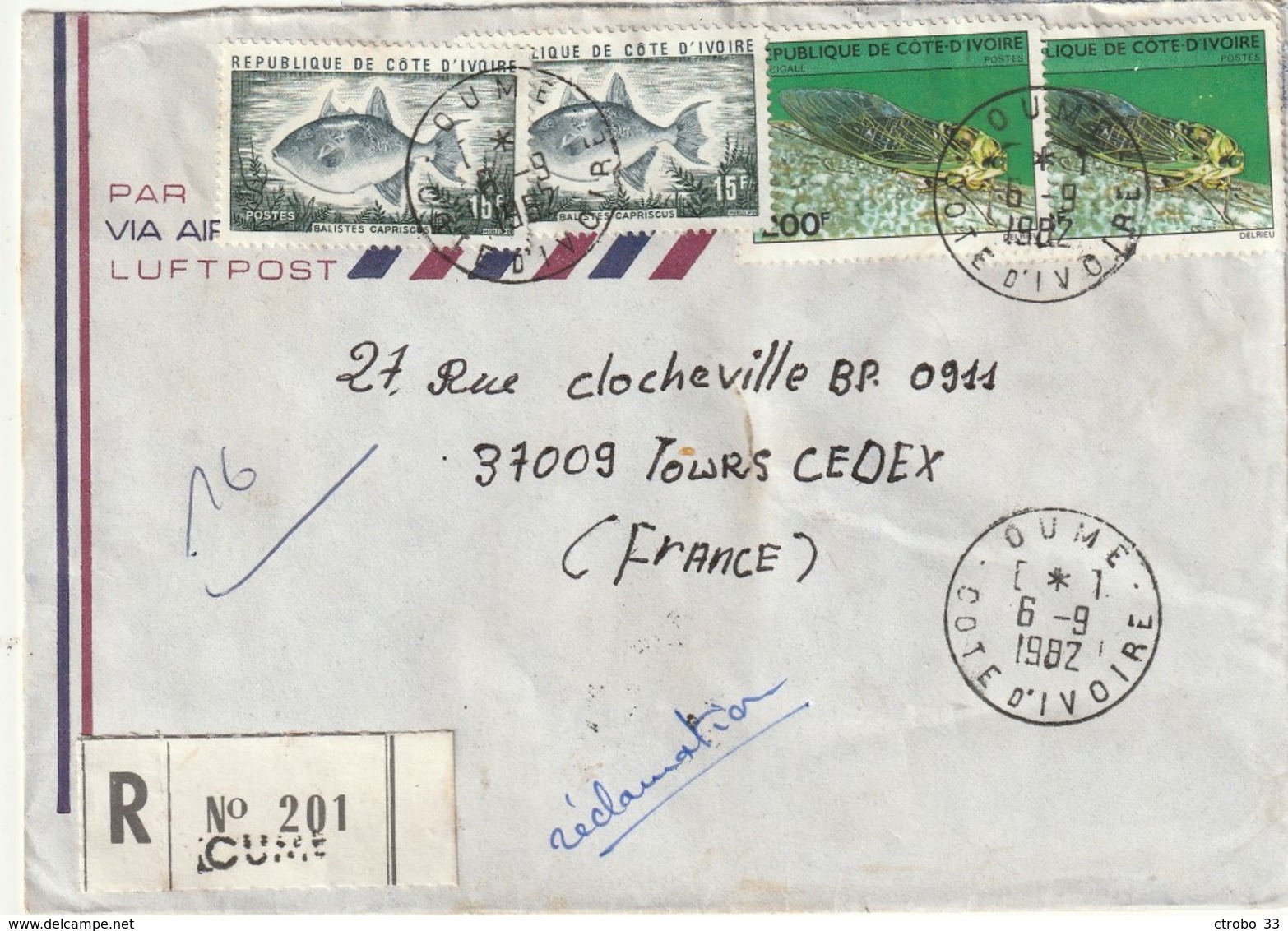 Côte D'ivoire - Lettre Avec Timbres - - Ivory Coast (1960-...)