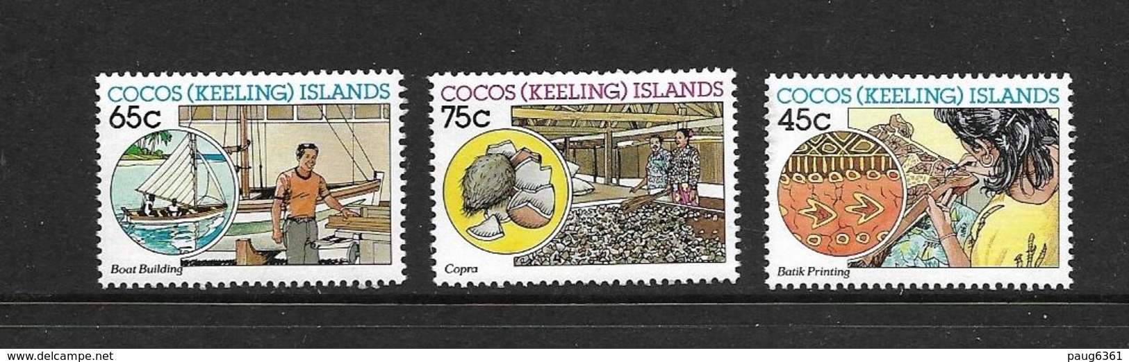 ILES COCOS 1987 ARTISANAT  YVERT N°167/69 NEUF MNH** - Cocos (Keeling) Islands