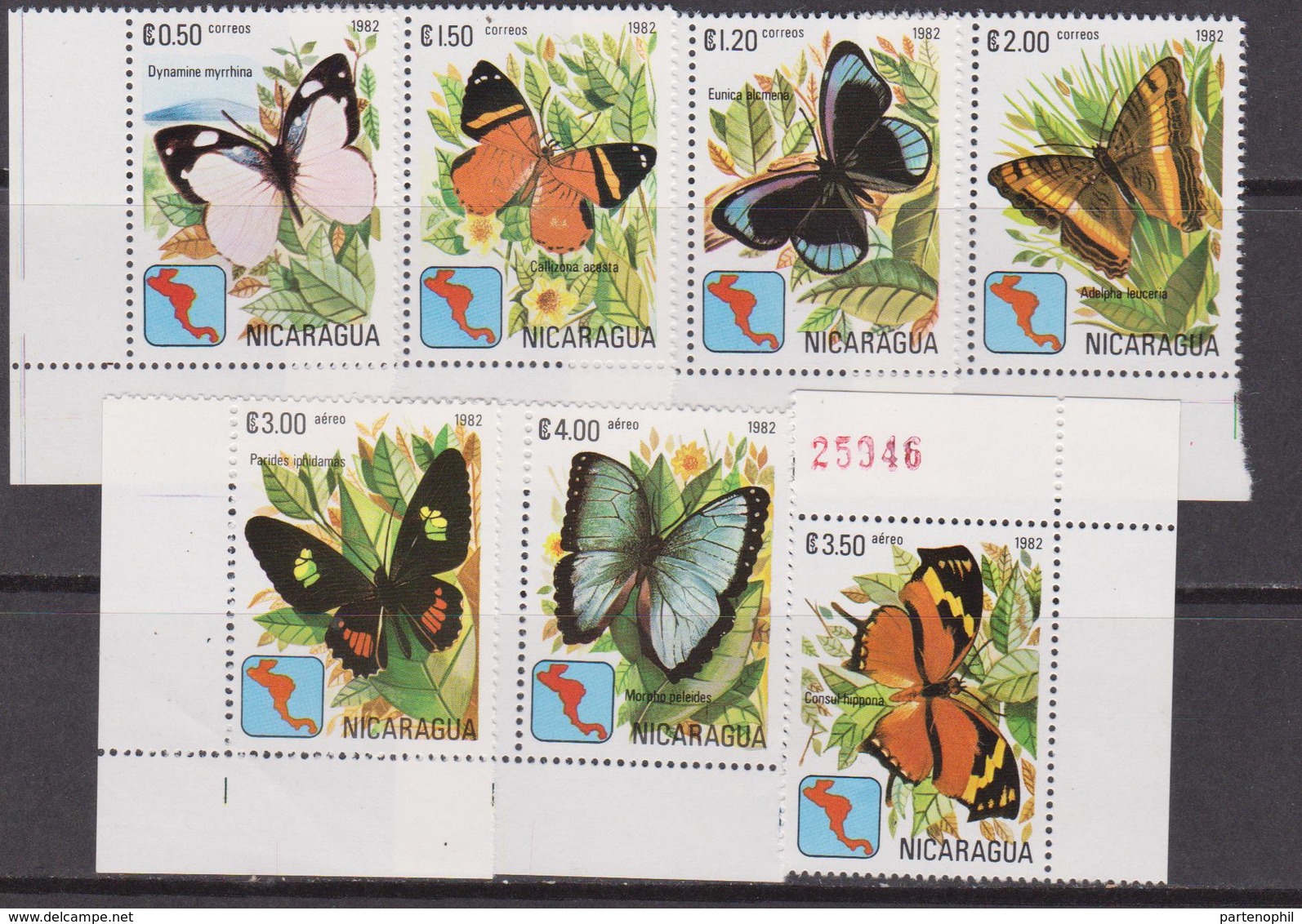 NICARAGUA 1982 Butterflies, Papillons, Farfalle - MNH Set - Nicaragua