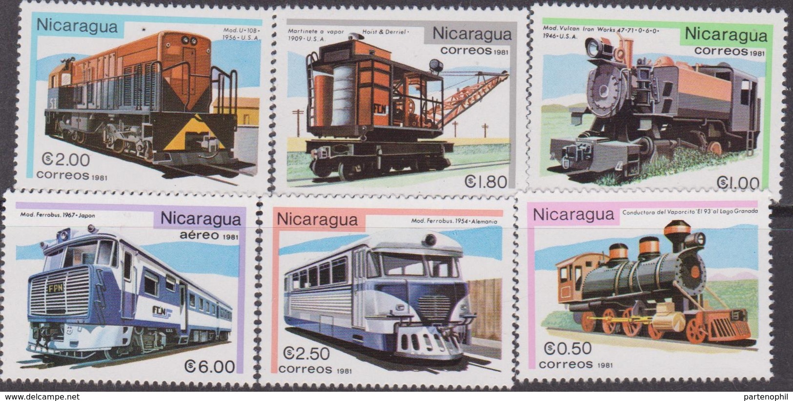 NICARAGUA 1981 Train Locomotives  - MNH Set - Nicaragua