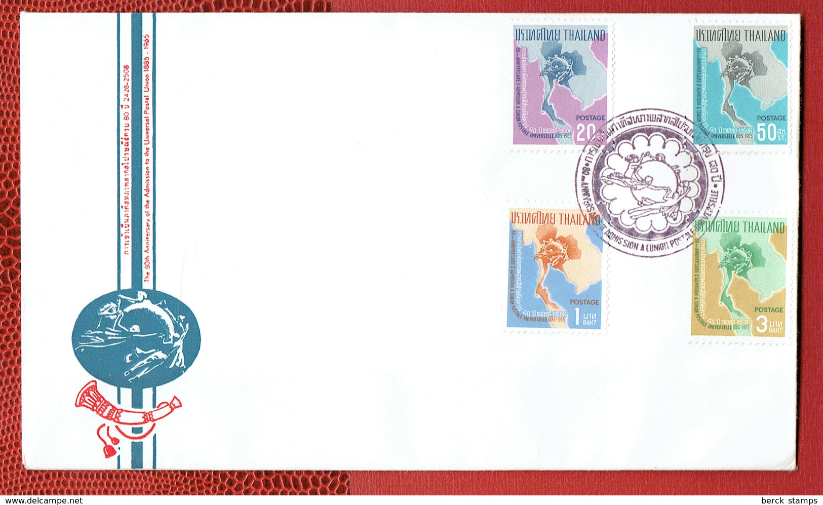 THAILANDE - N°425/428 - Série Complète U.P.U. - FDC De 1965 - Avec La Carte D'origine à L'interieur. - Thaïlande