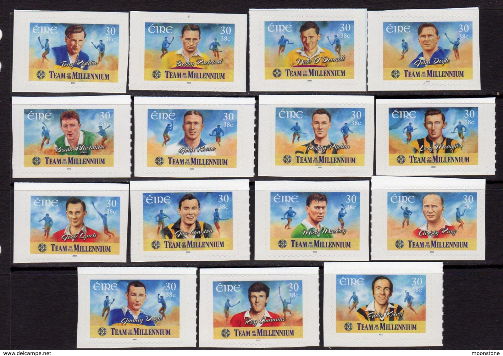 Ireland 2000 GAA Centenary Hurling Team Of The Millenium Self-adhesive Set Of 15, MNH, SG 1344/58 - Unused Stamps