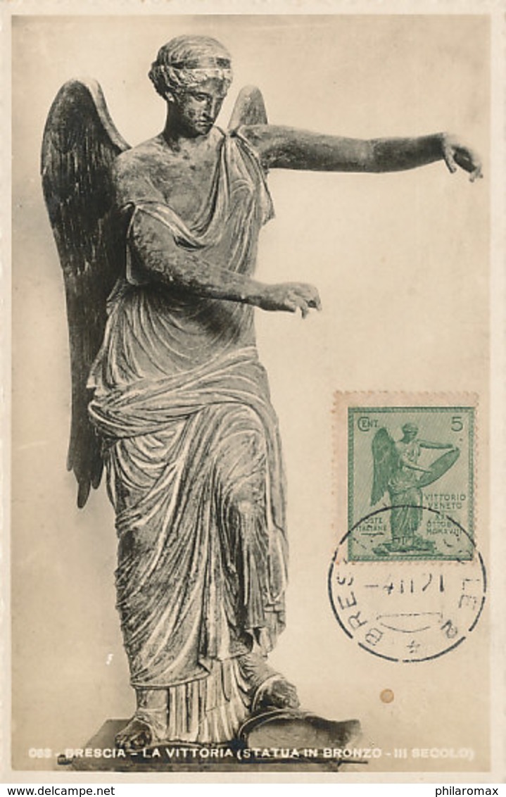 D37204 CARTE MAXIMUM CARD RR 1921 ITALY - SCULPTURE LA VITTORIA BRESCIA CP ORIGINAL - Sculpture