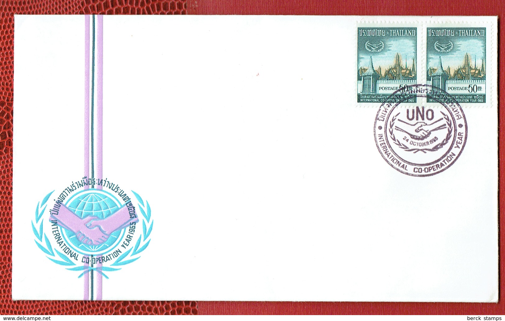 THAILANDE - N°424  - Année De La Coopération En Paire -  FDC De 1965 - Avec La Carte D'origine à L'interieur. - Thaïlande