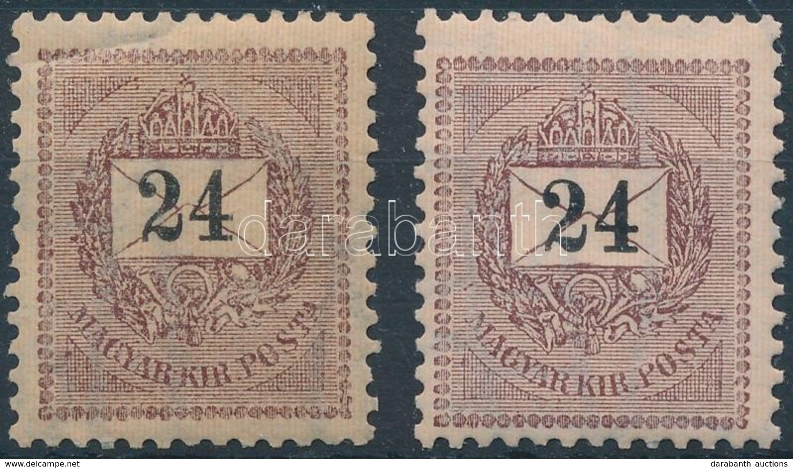 * 1899 24kr Eredeti Gumival, Falcos (320.000) / With Original Gum, Hinged (saroktörés / Folded Corner) + 1898 24kr Támpé - Altri & Non Classificati