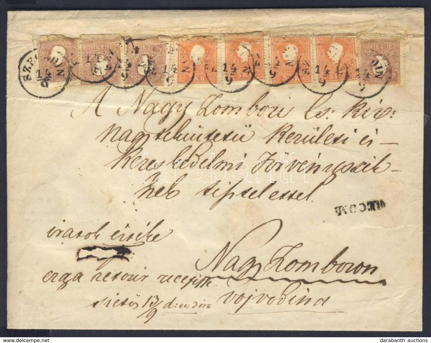 1858 10 Bélyeggel (70kr) Bérmentesített Nagyalakú, Súlyos, Tértivevényes Ajánlott Levél. Rendkívűl érdekes, Nagyértékű D - Other & Unclassified