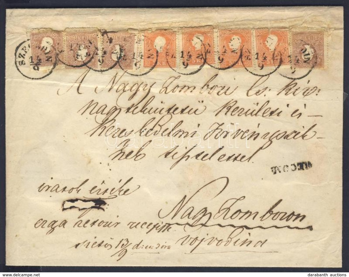 1858 10 Bélyeggel (70kr) Bérmentesített Nagyalakú, Súlyos, Tértivevényes Ajánlott Levél. Rendkívűl érdekes, Nagyértékű D - Andere & Zonder Classificatie