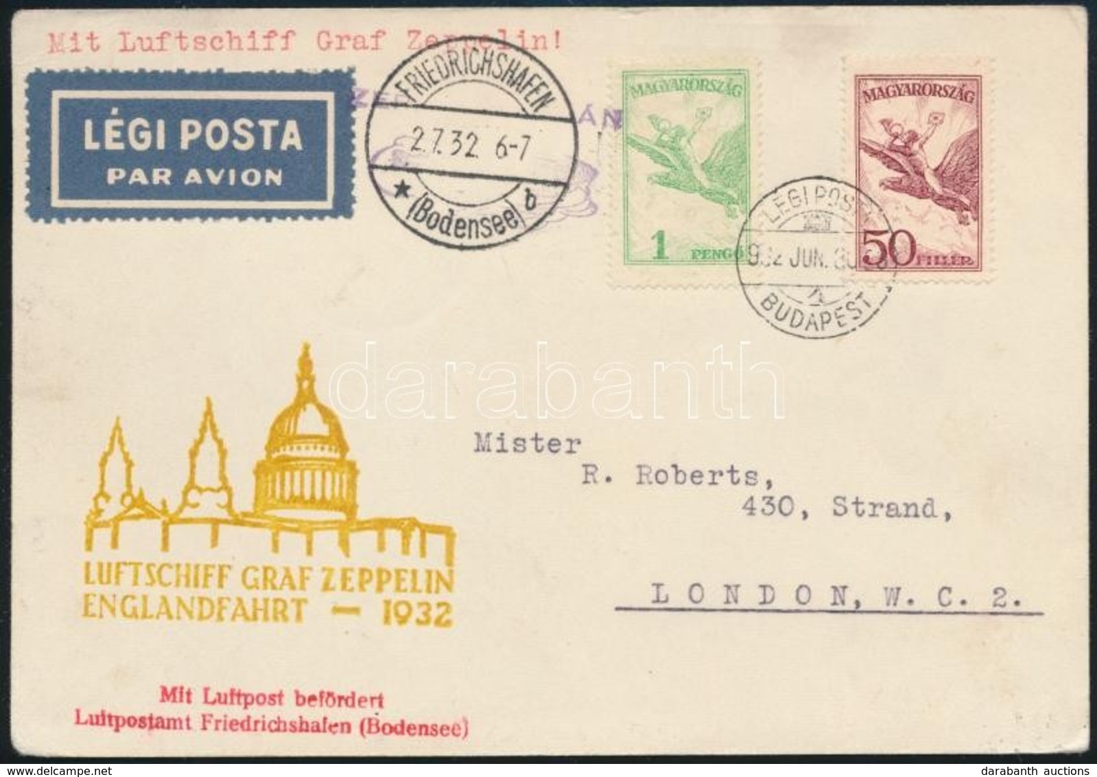 1931 Zeppelin Angliai útja Levelezőlap - Other & Unclassified