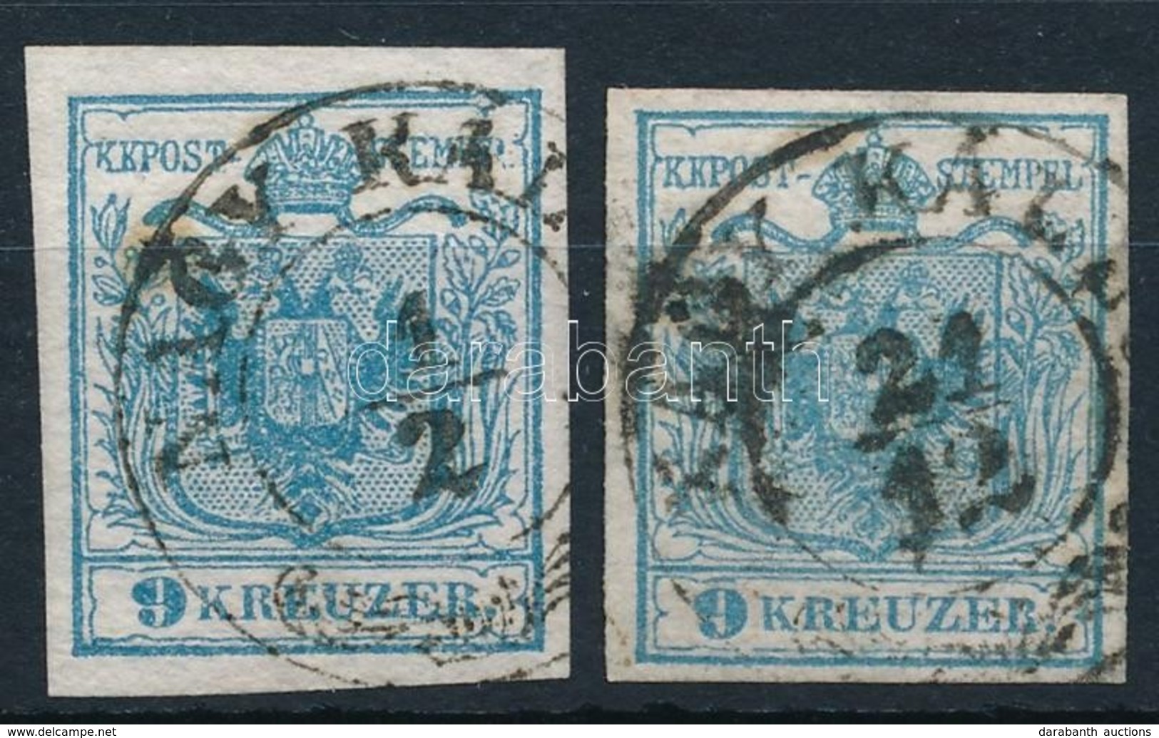 O 1850 2 Db Különböző Színárnyalatú I. Típusú 9kr 'NAGY KÁLL(Ó)' - Other & Unclassified