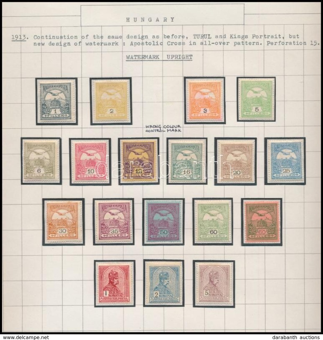 * 1913 Turul Sor + 10 Bélyeg Fekvő Vízjellel (16.400) - Andere & Zonder Classificatie