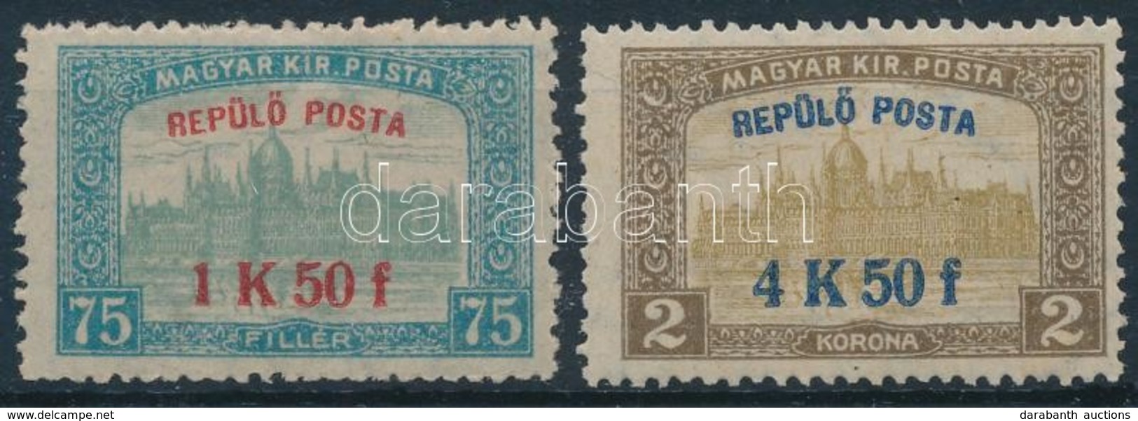 * 1918 Repülő Posta Sor (10.000) 4,50K Kis Szakadás / Tear - Other & Unclassified