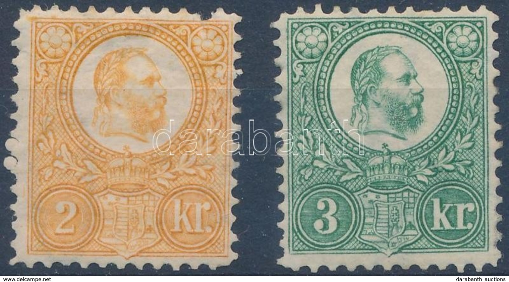 * 1883 Újnyomat 2kr (felül Sérült / Demaged Above) + 3kr (17.000) - Autres & Non Classés