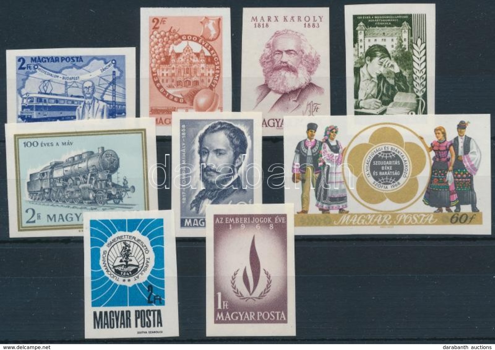 ** 1953-1968 9 Db Klf Vágott Bélyeg, Közte Marx, Máv, Tompa, Kecskemét, Kandó Kálmán - Other & Unclassified