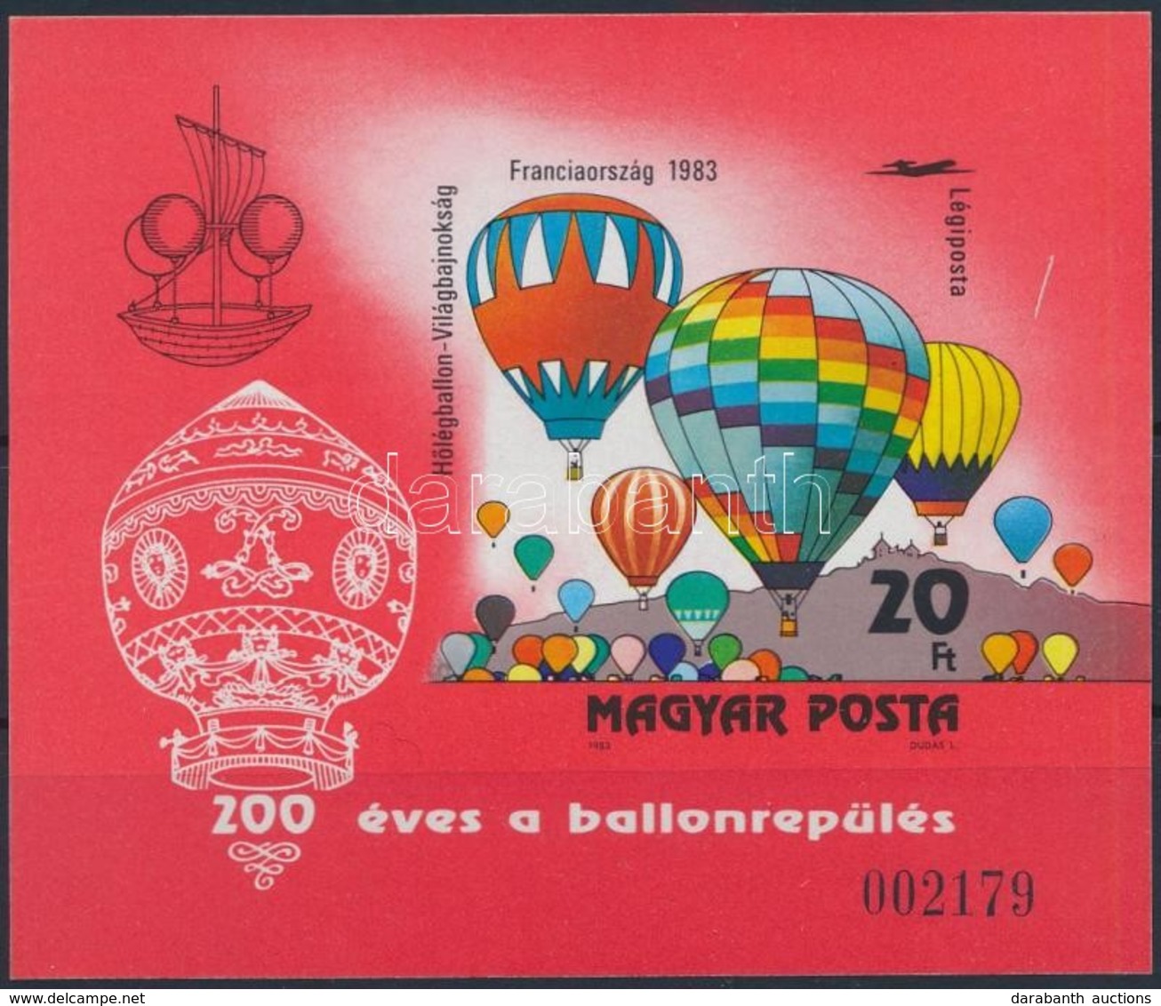 ** 1983 200 éves A Ballonrepülés Vágott Blokk (8.000) - Autres & Non Classés