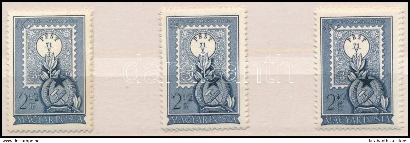 ** 1951 80 éves A Bélyeg 3 Db Sor (12.000) - Other & Unclassified